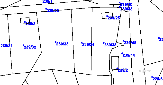 Parcela st. 239/34 v KÚ Strážky u Habrovic, Katastrální mapa
