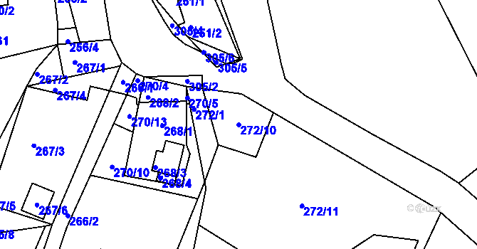 Parcela st. 272/10 v KÚ Strážky u Habrovic, Katastrální mapa