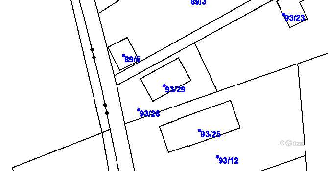 Parcela st. 93/29 v KÚ Strážky u Habrovic, Katastrální mapa