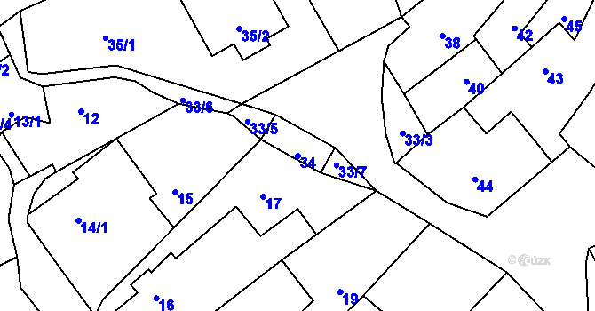 Parcela st. 34 v KÚ Habrůvka, Katastrální mapa
