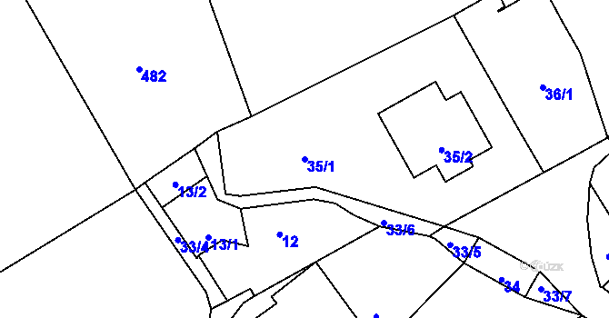 Parcela st. 35/1 v KÚ Habrůvka, Katastrální mapa