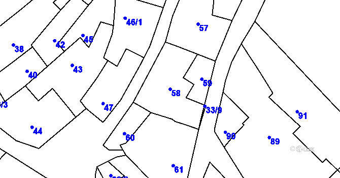Parcela st. 58 v KÚ Habrůvka, Katastrální mapa