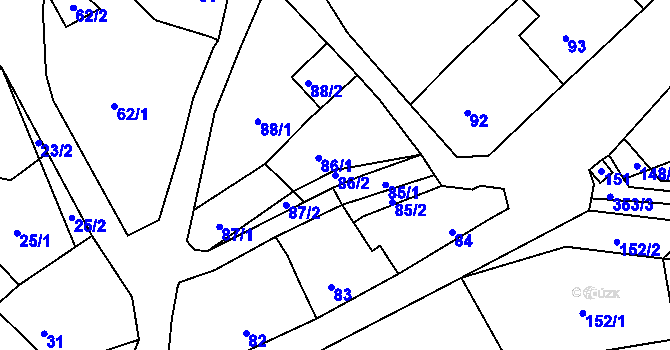 Parcela st. 86/2 v KÚ Habrůvka, Katastrální mapa