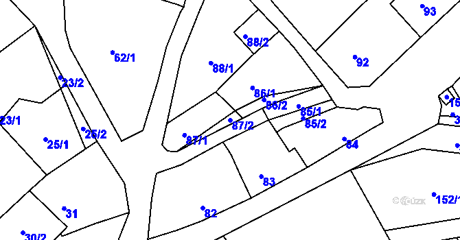 Parcela st. 87/2 v KÚ Habrůvka, Katastrální mapa
