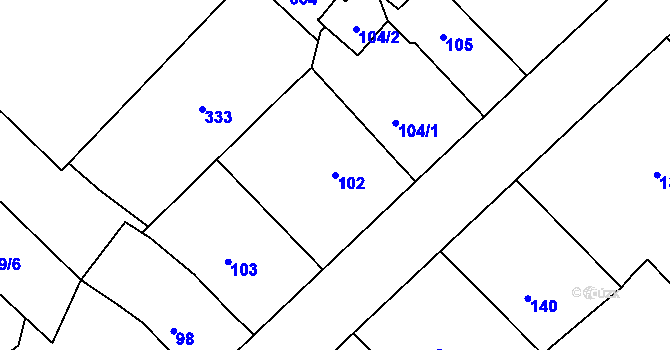 Parcela st. 102 v KÚ Habrůvka, Katastrální mapa