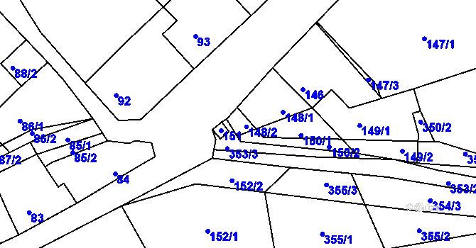 Parcela st. 148/2 v KÚ Habrůvka, Katastrální mapa