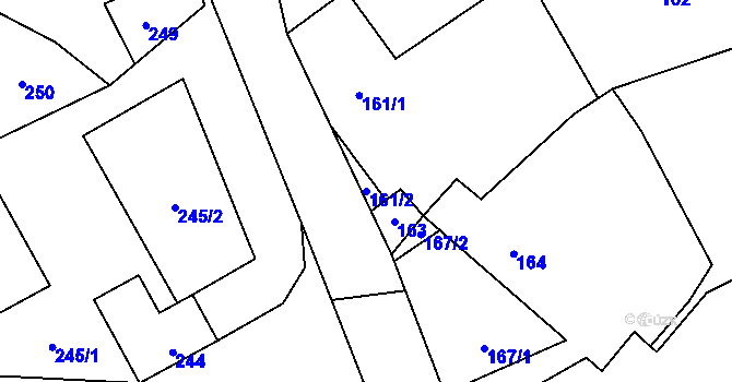 Parcela st. 161/2 v KÚ Habrůvka, Katastrální mapa