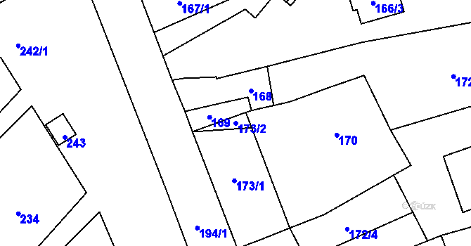 Parcela st. 173/2 v KÚ Habrůvka, Katastrální mapa