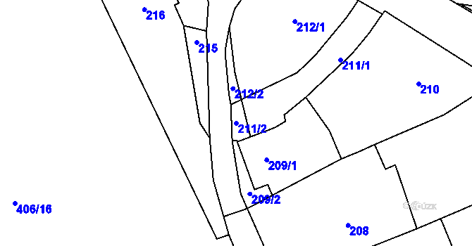 Parcela st. 211/2 v KÚ Habrůvka, Katastrální mapa