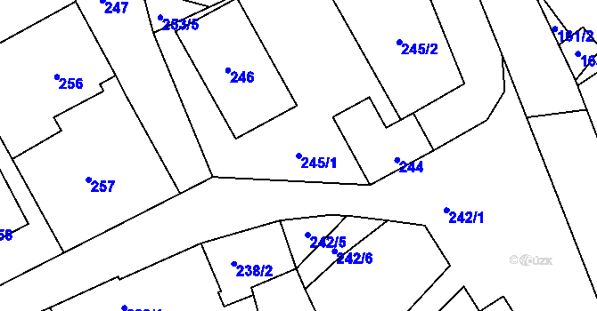 Parcela st. 245/1 v KÚ Habrůvka, Katastrální mapa