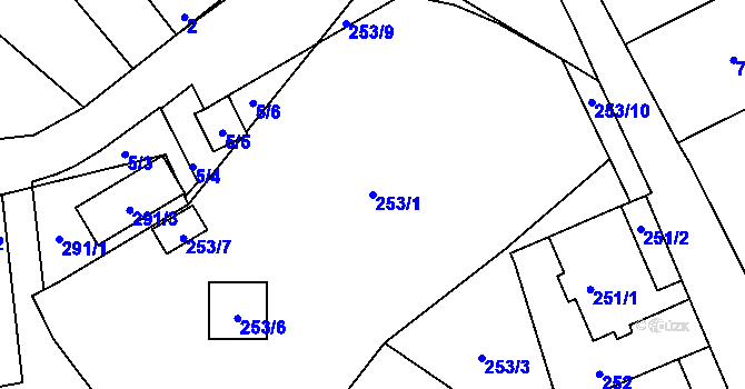 Parcela st. 253/1 v KÚ Habrůvka, Katastrální mapa