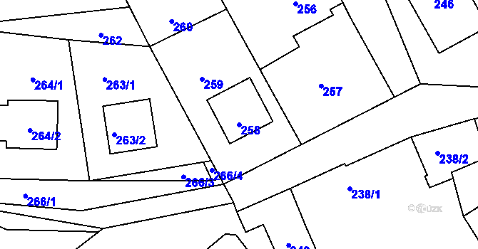 Parcela st. 258 v KÚ Habrůvka, Katastrální mapa