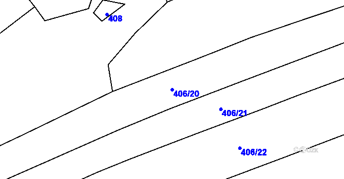 Parcela st. 406/20 v KÚ Habrůvka, Katastrální mapa