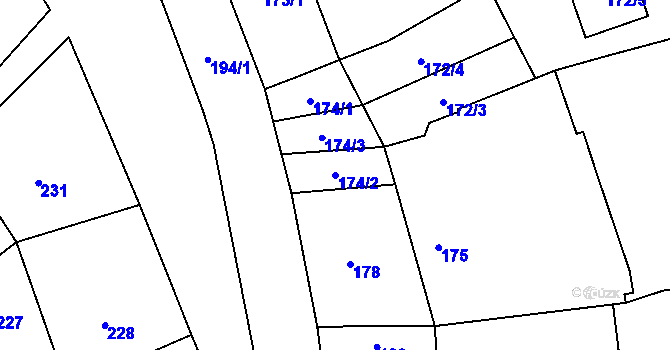 Parcela st. 174/2 v KÚ Habrůvka, Katastrální mapa
