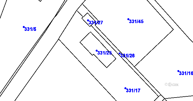 Parcela st. 331/25 v KÚ Habrůvka, Katastrální mapa