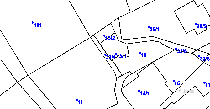 Parcela st. 33/4 v KÚ Habrůvka, Katastrální mapa