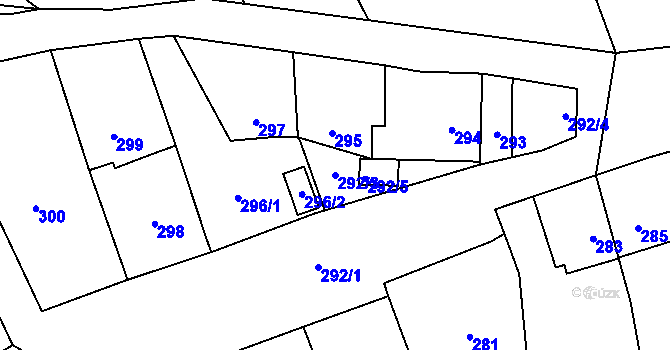 Parcela st. 292/3 v KÚ Habrůvka, Katastrální mapa