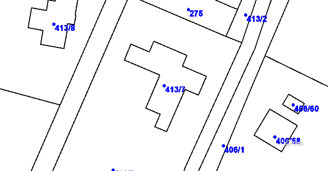 Parcela st. 413/7 v KÚ Habrůvka, Katastrální mapa