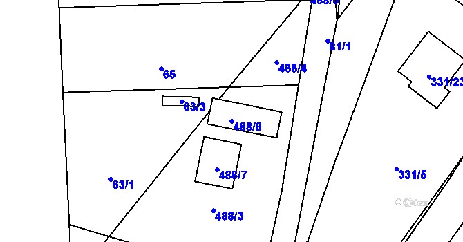 Parcela st. 488/8 v KÚ Habrůvka, Katastrální mapa
