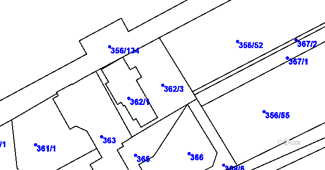 Parcela st. 362/3 v KÚ Habrůvka, Katastrální mapa
