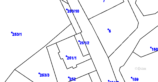 Parcela st. 251/2 v KÚ Habrůvka, Katastrální mapa