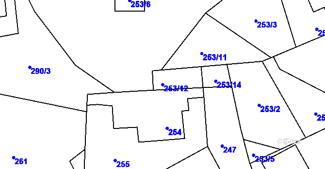 Parcela st. 253/12 v KÚ Habrůvka, Katastrální mapa