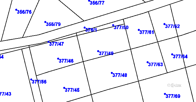 Parcela st. 377/49 v KÚ Habrůvka, Katastrální mapa