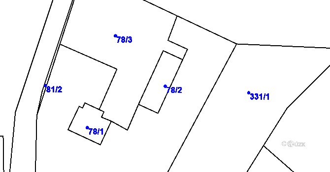 Parcela st. 78/2 v KÚ Habrůvka, Katastrální mapa