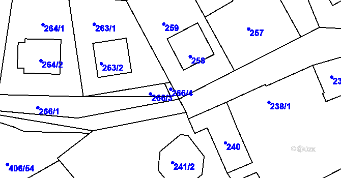 Parcela st. 266/4 v KÚ Habrůvka, Katastrální mapa