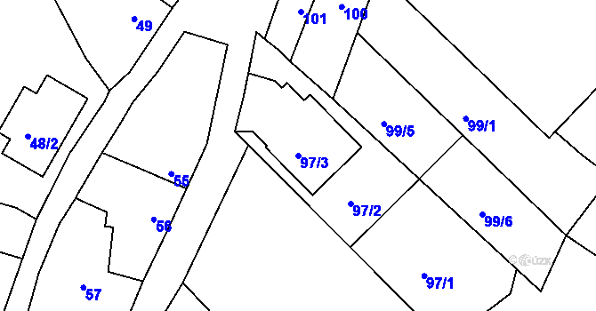 Parcela st. 97/3 v KÚ Habrůvka, Katastrální mapa