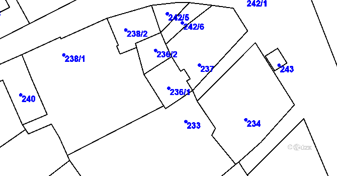 Parcela st. 236/1 v KÚ Habrůvka, Katastrální mapa