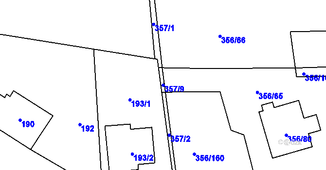 Parcela st. 357/9 v KÚ Habrůvka, Katastrální mapa
