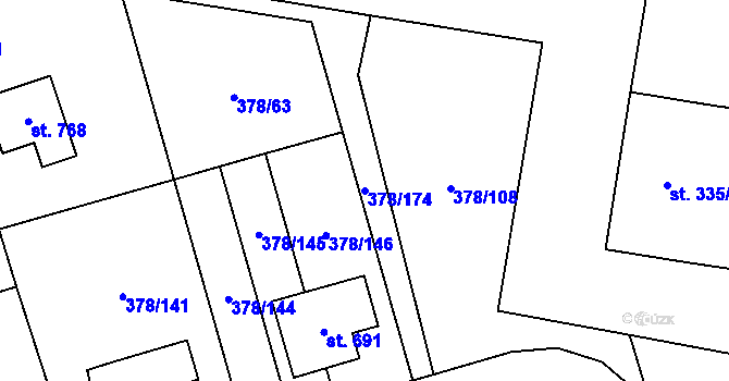 Parcela st. 378/174 v KÚ Habry, Katastrální mapa