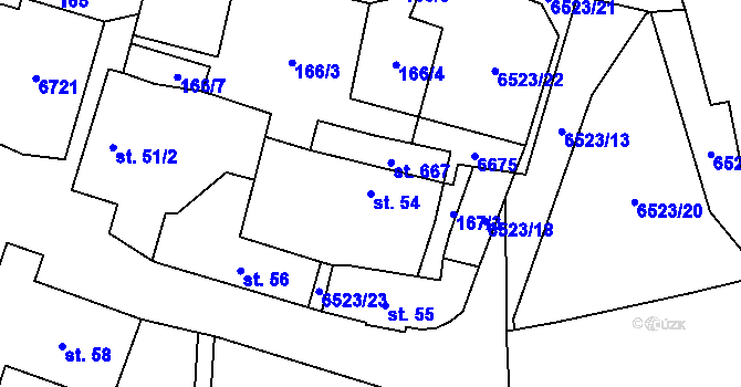Parcela st. 54 v KÚ Habry, Katastrální mapa