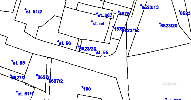 Parcela st. 55 v KÚ Habry, Katastrální mapa