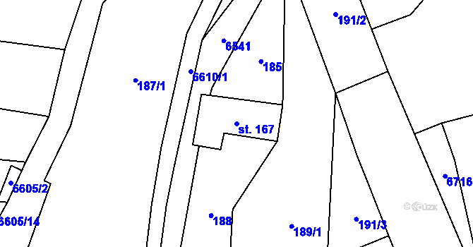 Parcela st. 167 v KÚ Habry, Katastrální mapa