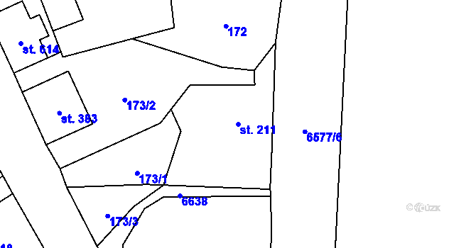 Parcela st. 211 v KÚ Habry, Katastrální mapa