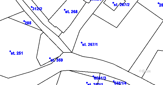 Parcela st. 267/1 v KÚ Habry, Katastrální mapa