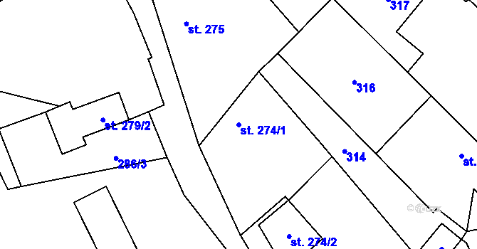 Parcela st. 274/1 v KÚ Habry, Katastrální mapa