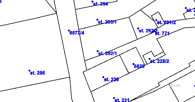 Parcela st. 292/1 v KÚ Habry, Katastrální mapa