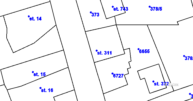 Parcela st. 311 v KÚ Habry, Katastrální mapa