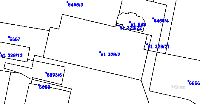 Parcela st. 329/2 v KÚ Habry, Katastrální mapa