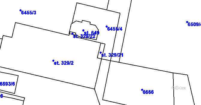 Parcela st. 329/21 v KÚ Habry, Katastrální mapa