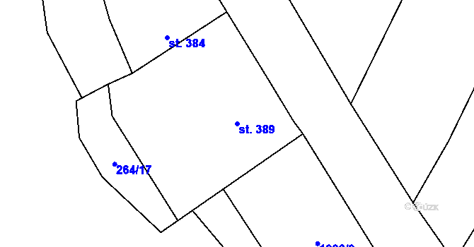 Parcela st. 389 v KÚ Habry, Katastrální mapa