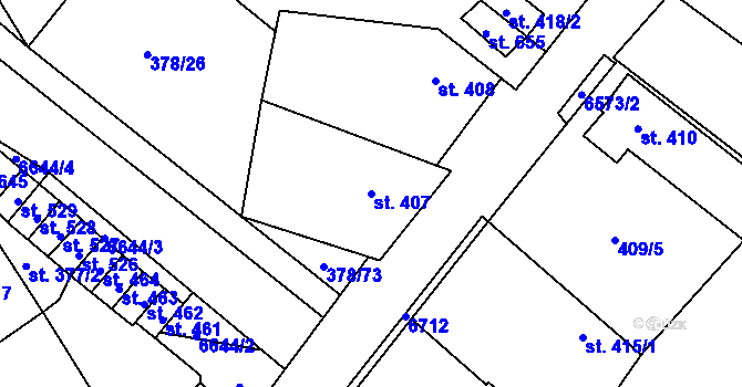 Parcela st. 407 v KÚ Habry, Katastrální mapa