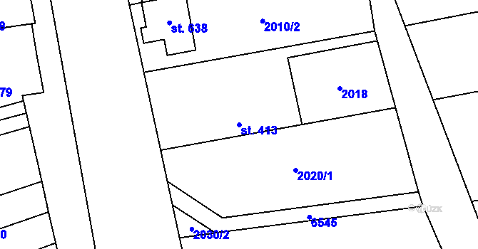 Parcela st. 413 v KÚ Habry, Katastrální mapa