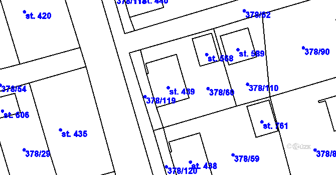 Parcela st. 439 v KÚ Habry, Katastrální mapa