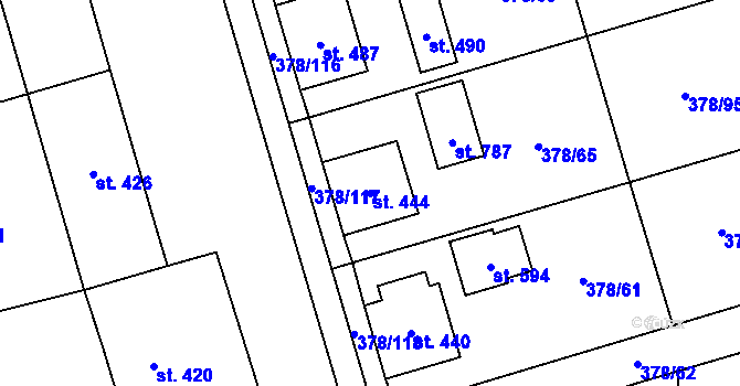 Parcela st. 444 v KÚ Habry, Katastrální mapa