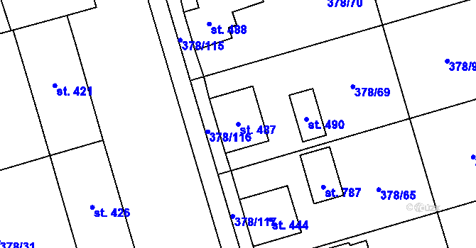 Parcela st. 487 v KÚ Habry, Katastrální mapa