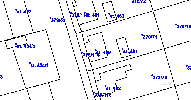 Parcela st. 489 v KÚ Habry, Katastrální mapa
